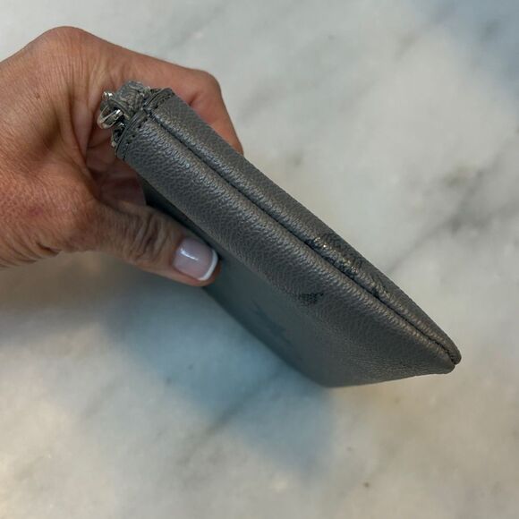 Coach Saffiano Leather Metallic Silver Star-Pattern Wristlet - Picture 7 of 16